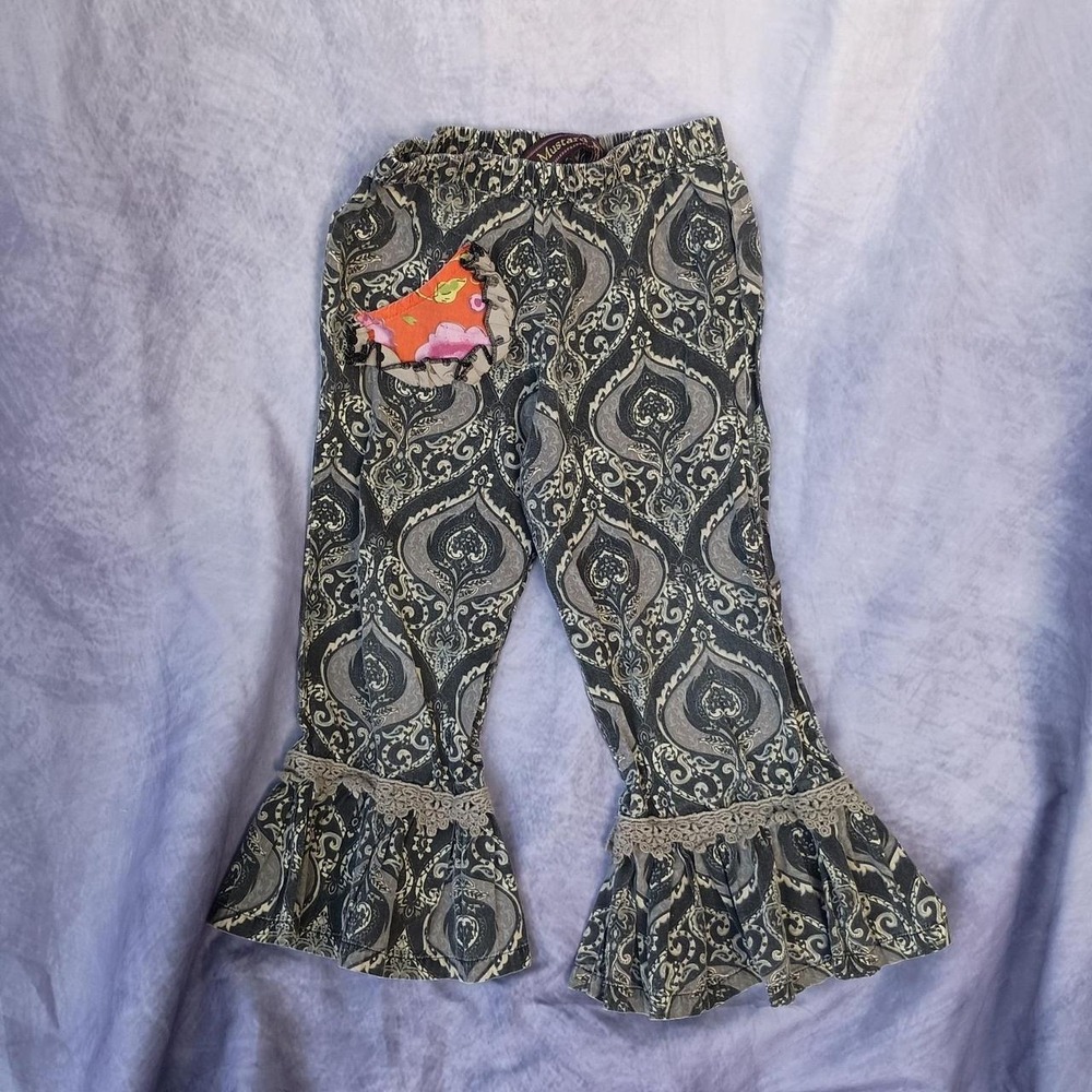 Mustard Pie Girls Paisley Ruffle Bell Bottom Pants